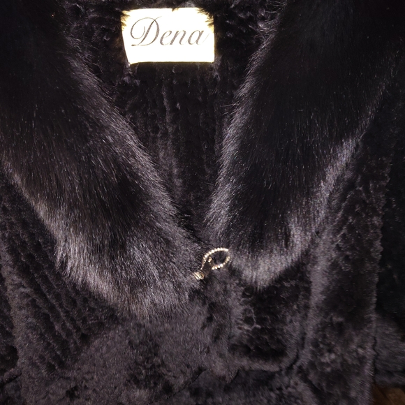 Women's Black Fur Coat Authentic Genuine Fox & Rex Rabbit 100% - Picture 4 of 16